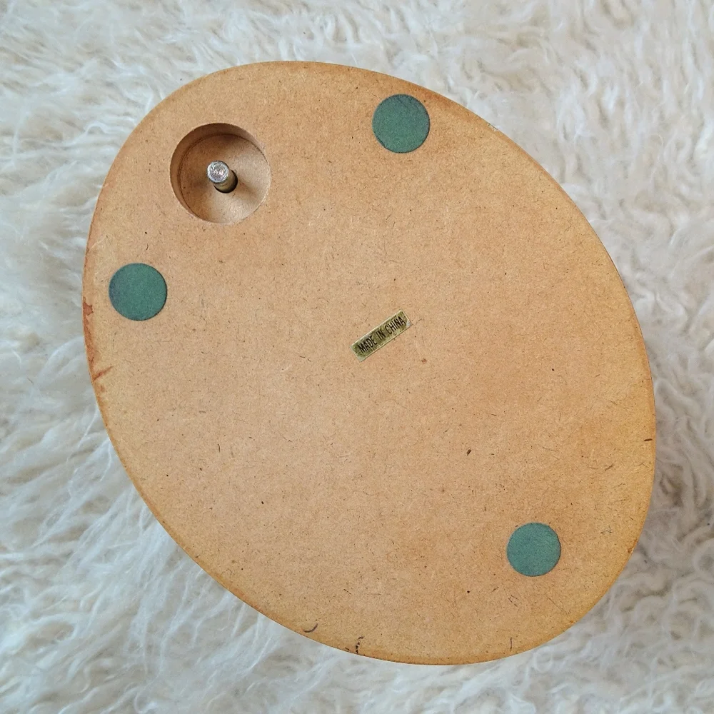 Vintage Wooden Jewelry Box 4 Tier Swivel Trinket Dish w/ Black Felt Lining - Picture 5 of 5